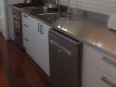 Stainless steel kitchen benchtop